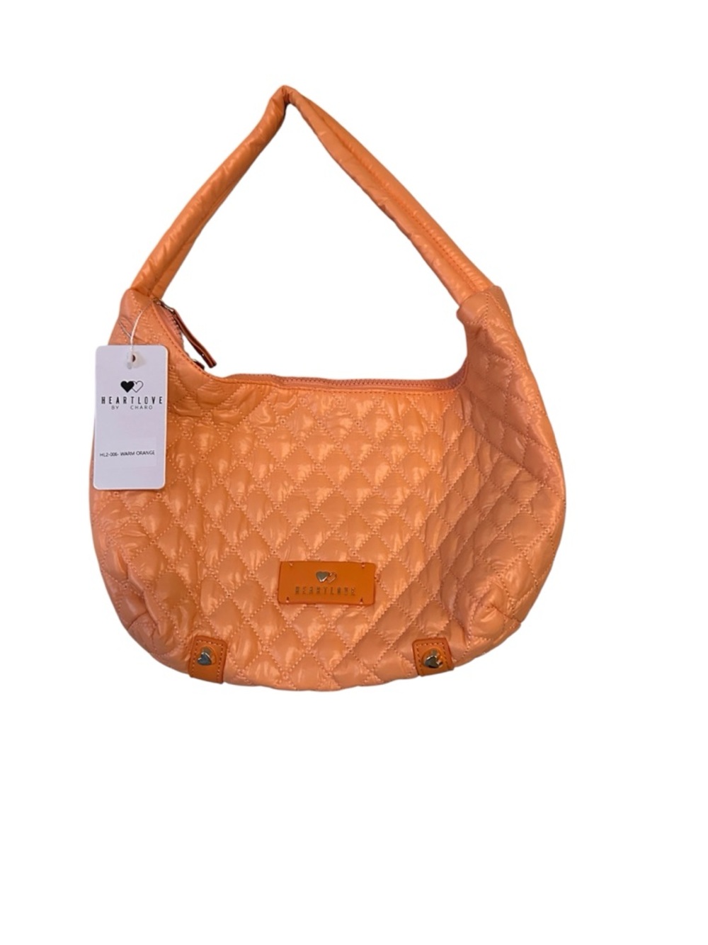 NWT Heartlove by Charo Quilted Peach Shoulder hobo Bag
